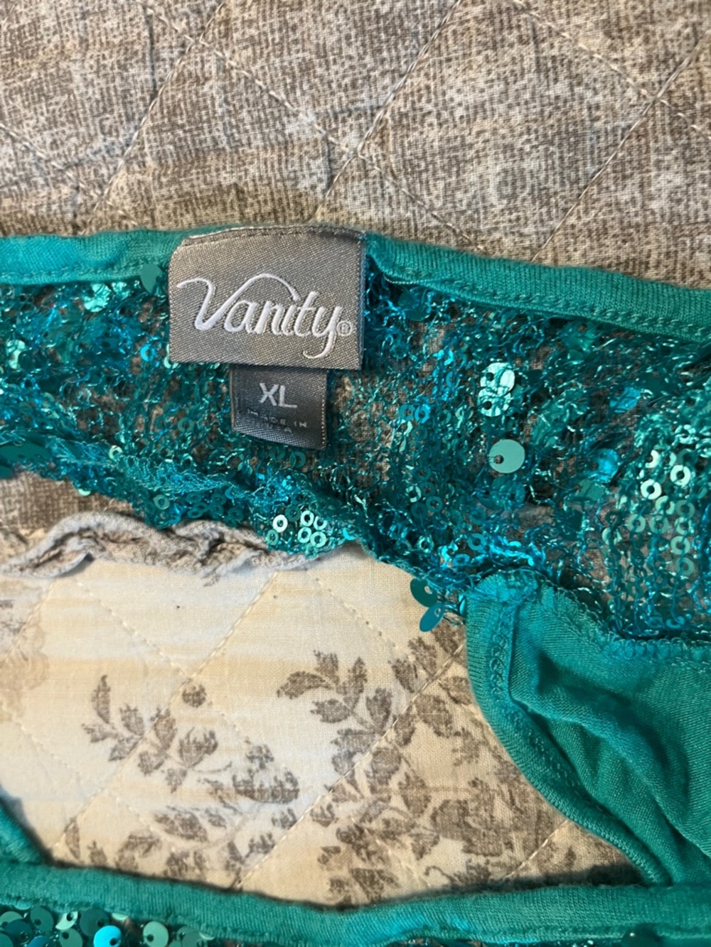 Vanity Teal Sequin Racerback Tank Top - Picture 2 of 2